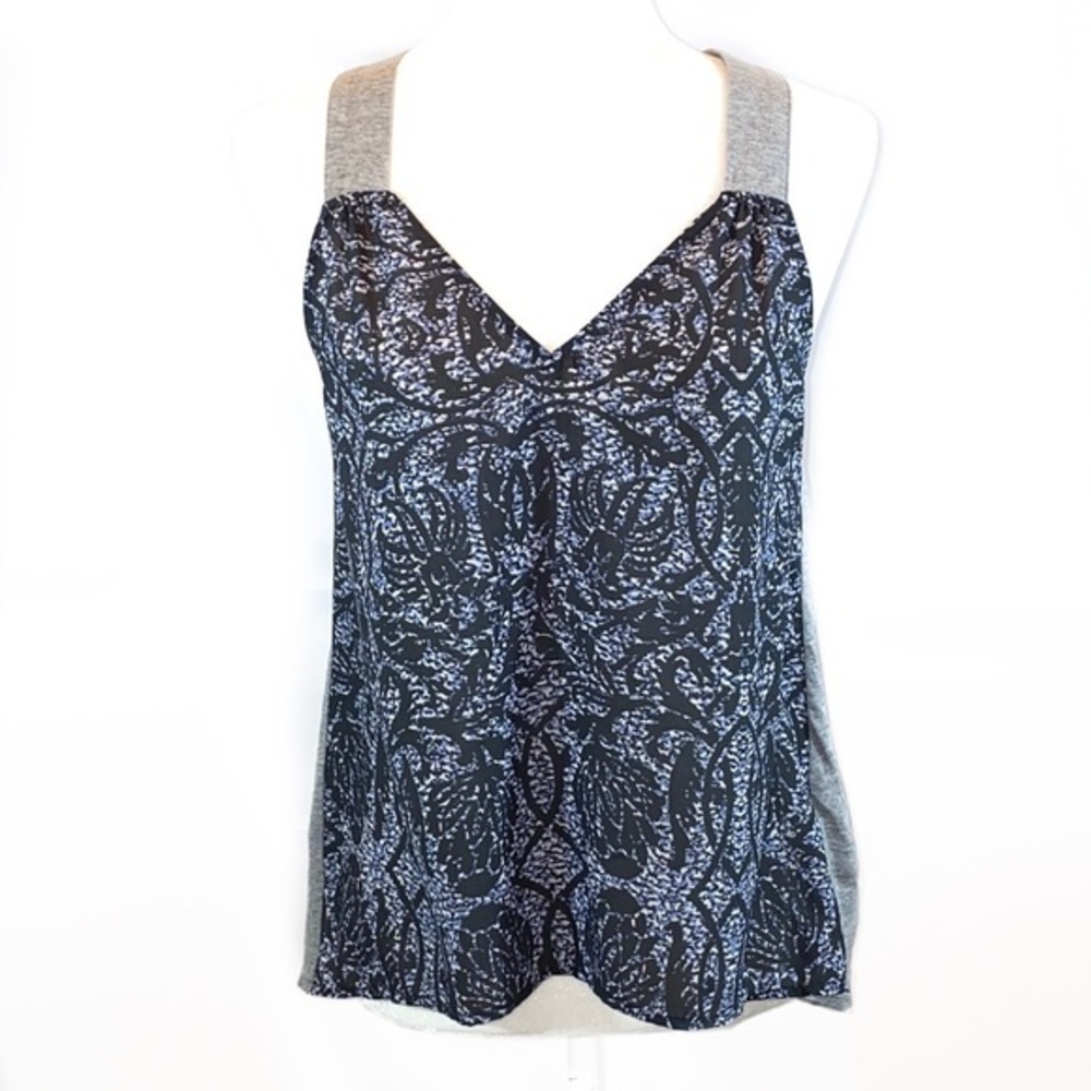 Converse size S blue, black & gray loose fit high-low sleeveless V-neck tank top